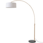 Float Arc Floor Lamp w/Marble Base - Weathered Brass / Black Marble / White