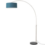 Float Arc Floor Lamp w/Marble Base - Satin Nickel / Black Marble / Pool Blue