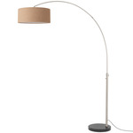 Float Arc Floor Lamp w/Marble Base - Satin Nickel / Black Marble / Burlap