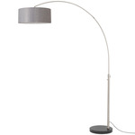 Float Arc Floor Lamp w/Marble Base - Satin Nickel / Black Marble / Cashmere Grey