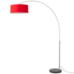 Float Arc Floor Lamp w/Marble Base - Satin Nickel / Black Marble / Crimson Red