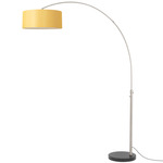 Float Arc Floor Lamp w/Marble Base - Satin Nickel / Black Marble / Mustard
