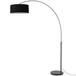 Float Arc Floor Lamp w/Marble Base - Black Nickel / Black Marble / Black