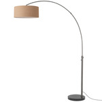 Float Arc Floor Lamp w/Marble Base - Black Nickel / Black Marble / Burlap