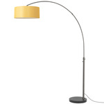 Float Arc Floor Lamp w/Marble Base - Black Nickel / Black Marble / Mustard