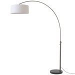 Float Arc Floor Lamp w/Marble Base - Black Nickel / Black Marble / White