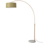 Float Arc Floor Lamp w/Marble Base - Weathered Brass / White Marble / Avocado