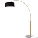 Float Arc Floor Lamp w/Marble Base - Weathered Brass / White Marble / Black