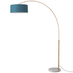 Float Arc Floor Lamp w/Marble Base - Weathered Brass / White Marble / Pool Blue