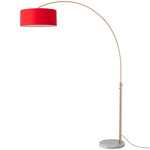 Float Arc Floor Lamp w/Marble Base - Weathered Brass / White Marble / Crimson Red