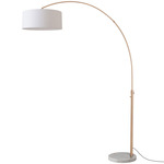 Float Arc Floor Lamp w/Marble Base - Weathered Brass / White Marble / White