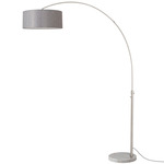 Float Arc Floor Lamp w/Marble Base - Satin Nickel / White Marble / Cashmere Grey