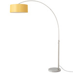 Float Arc Floor Lamp w/Marble Base - Satin Nickel / White Marble / Mustard