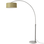 Float Arc Floor Lamp w/Marble Base - Black Nickel / White Marble / Avocado