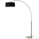 Float Arc Floor Lamp w/Marble Base - Black Nickel / White Marble / Black