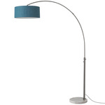 Float Arc Floor Lamp w/Marble Base - Black Nickel / White Marble / Pool Blue
