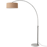 Float Arc Floor Lamp w/Marble Base - Black Nickel / White Marble / Burlap