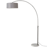 Float Arc Floor Lamp w/Marble Base - Black Nickel / White Marble / Cashmere Grey