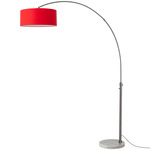 Float Arc Floor Lamp w/Marble Base - Black Nickel / White Marble / Crimson Red