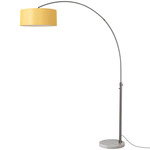 Float Arc Floor Lamp w/Marble Base - Black Nickel / White Marble / Mustard