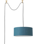 Stretch Swag Pendant - Weathered Brass / Pool Blue