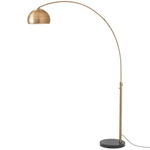 Float Half Dome Arc Floor Lamp - Weathered Brass / Black / Weathered Brass