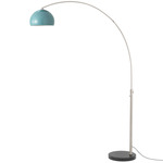 Float Half Dome Arc Floor Lamp - Satin Nickel / Black Marble / Pool Blue