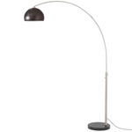 Float Half Dome Arc Floor Lamp - Satin Nickel / Black Marble / Black Nickel