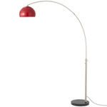 Float Half Dome Arc Floor Lamp - Satin Nickel / Black Marble / Crimson Red