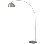 Float Half Dome Arc Floor Lamp - Satin Nickel / Black Marble / Satin Nickel