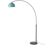 Float Half Dome Arc Floor Lamp - Black Nickel / Black Marble / Pool Blue