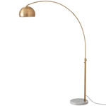 Float Half Dome Arc Floor Lamp - Weathered Brass / White Marble / Weathered Brass
