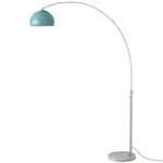 Float Half Dome Arc Floor Lamp - Satin Nickel / White Marble / Pool Blue