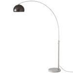Float Half Dome Arc Floor Lamp - Satin Nickel / White Marble / Black Nickel