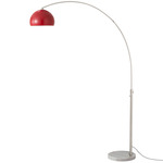 Float Half Dome Arc Floor Lamp - Satin Nickel / White Marble / Crimson Red
