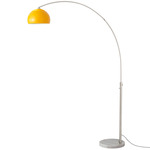 Float Half Dome Arc Floor Lamp - Satin Nickel / White Marble / Mustard