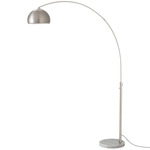 Float Half Dome Arc Floor Lamp - Satin Nickel / White Marble / Satin Nickel
