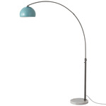 Float Half Dome Arc Floor Lamp - Black Nickel / White Marble / Pool Blue