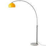 Float Half Dome Arc Floor Lamp - Black Nickel / White Marble / Mustard