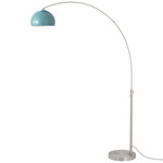 Float Half Dome Arc Floor Lamp - Satin Nickel / Pool Blue
