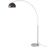 Float Half Dome Arc Floor Lamp - Satin Nickel / Black Nickel