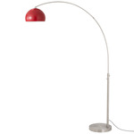 Float Half Dome Arc Floor Lamp - Satin Nickel / Crimson Red