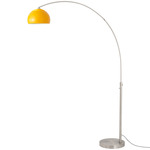 Float Half Dome Arc Floor Lamp - Satin Nickel / Mustard