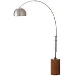 Tambo Arc Floor Lamp w/Half Dome Shade - Satin Nickel / Dark Walnut / Satin Nickel