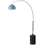 Tambo Arc Floor Lamp w/Half Dome Shade - Satin Nickel / Black Oak / Pool Blue