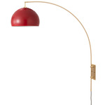 Half Dome Wall Mounted Arc Lamp - Weathered Brass / Crimson Red