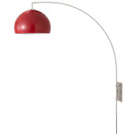 Half Dome Wall Mounted Arc Lamp - Satin Nickel / Crimson Red