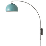 Half Dome Wall Mounted Arc Lamp - Black Nickel / Pool Blue