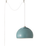 Half Dome Swag Pendant - Satin Nickel / Pool Blue