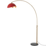 Luna Bella Arc Floor Lamp - Weathered Brass / Black Marble / Matte Red / Gold
